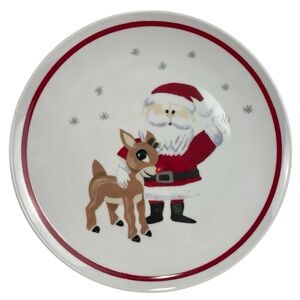Pottery Barn Kids Holiday Santa and Rudolph Reindeer Melamine Christmas Plate